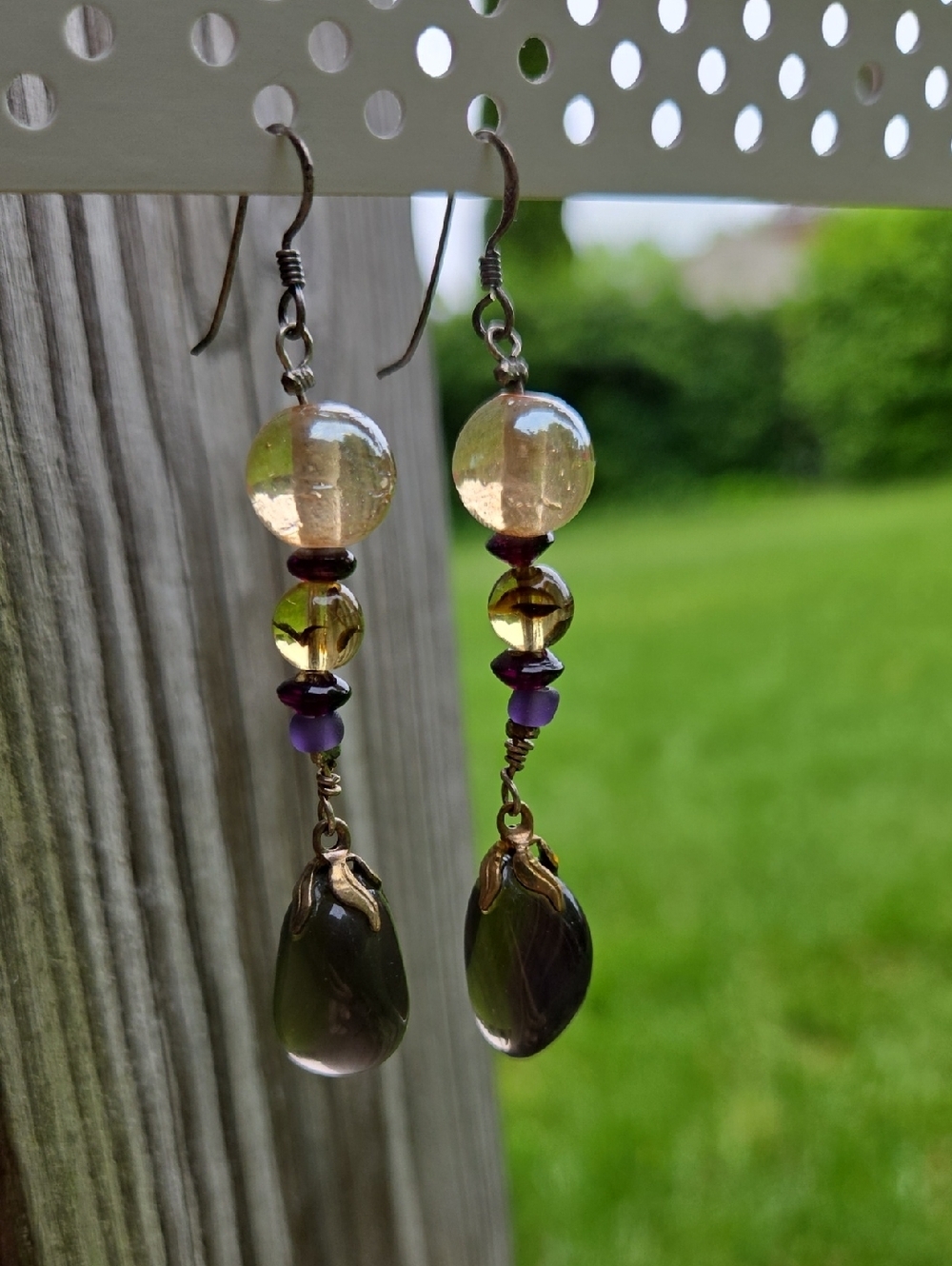 Sterling Sliver 925vintage  Gemestone Drop Earrings